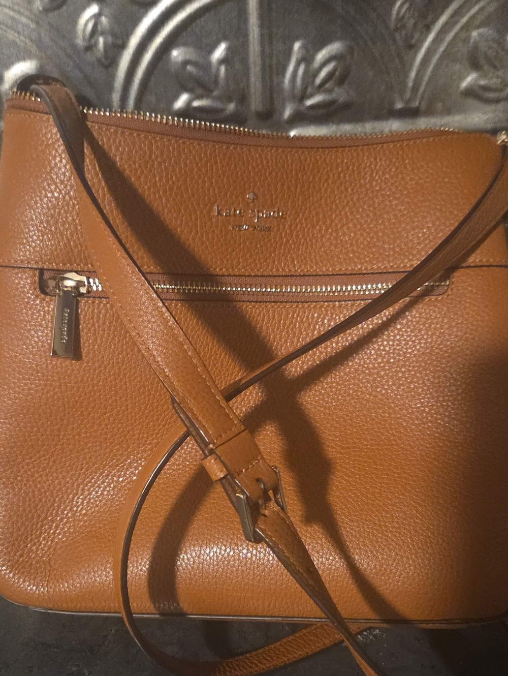 kate spade Pebbled Leather Crossbody Bag in Saddle/Tan